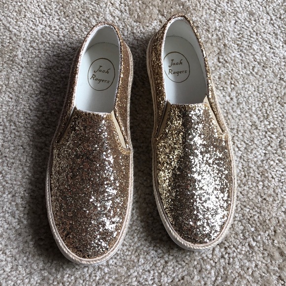 New! Jack Rogers Tucker Sneaker Gold sparkle 6.5 - Picture 2 of 6